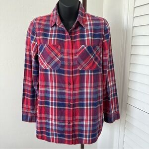 Madewell Ex Boyfriend Plaid Button Down Shirt Kentwood Madras Red Top Size XS